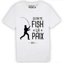 T-shirt De Mangas Curtas Para Homem - Branco Monsieur Pêcheur Qu'on Me Fish La Paix - Blanc Tshirtfishlapaix-8