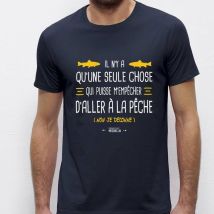 T-shirt De Mangas Curtas Para Homem - Marinho Monsieur Pêcheur Il N'y A Qu'une Seule Chose - Marine Tshirtuneseulechose-15