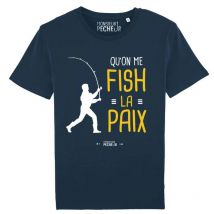 T-shirt De Mangas Curtas Para Homem - Marinho Monsieur Pêcheur Qu'on Me Fish La Paix - Marine Tshirtfishlapaix-17