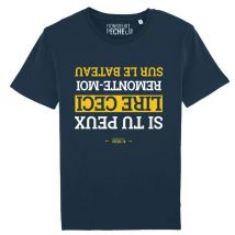 T-shirt De Mangas Curtas Para Homem - Marinho Monsieur Pêcheur Remonte Moi Sur Le Bateau - Marine Tshirtremontemoi-13