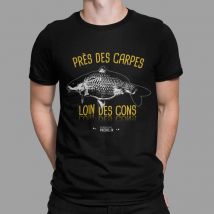 T-shirt De Mangas Curtas Para Homem - Preto Monsieur Pêcheur Près Des Carpes, Loin Des Cons - Noir Tshirtpresdescarpes-1