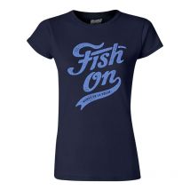 T-shirt De Mangas Curtas Para Mulher - Marinho Cyril Chauquet Fish On Vintage - Marine Tsf-fishonvin-navy-xxl