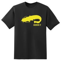 T-shirt Meski Z Krótkim Rekawem Fishxplorer Addict Silure - Czarny Fx2asibxl