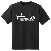 T-shirt Meski Z Krótkim Rekawem Fishxplorer Fisher With Attitude - Czarny Fx2ufwbxl