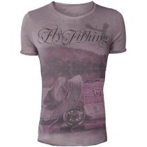 Tee-shirt Man Short Sleeves Hot Spot Design Vintage Fly Fishing - Purple Ts-tf01003s05