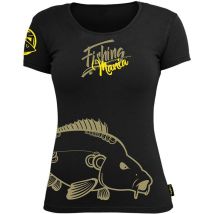 Tee Shirt Manches Courtes Femme Hot Spot Design Fishing Mania Carpfishing - Noir M - Pêcheur.com