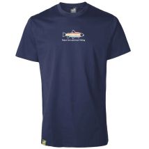 Tee Shirt Manches Courtes Homme Geoff Anderson Organic Peace Trout - Navy M - Pêcheur.com