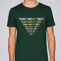 Tee Shirt Manches Courtes Homme Monsieur Pêcheur Dernier Lancer Et J'arrête - Vert Xl