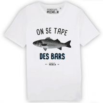 Tee Shirt Manches Courtes Homme Monsieur Pêcheur On Se Tape Des Bars - Blanc M