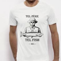 Tee Shirt Manches Courtes Homme Monsieur Pêcheur Tel Père Tel Fish - Blanc Xl