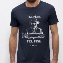 Tee Shirt Manches Courtes Homme Monsieur Pêcheur Tel Père Tel Fish - Marine M