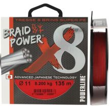 Tresse Powerline Braid Power X8 Rouge - 135m Ø 21/100