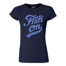 Women's Short-sleeve Tee Shirt Cyril Chauquet Fish On Vintage - Navy Tsf-fishonvin-navy-xl