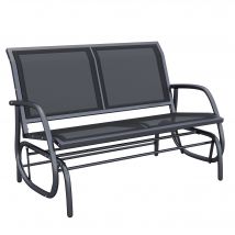 Easycomfort Panchina a Dondolo da Giardino a 2 Posti in Metallo e Tessuto a Rete Traspirante, 120x70x85cm, Nero