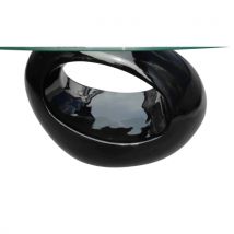 Coffee table black living room with circular base