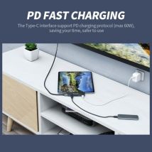docooler 7-in-1 Type-C Hub with USB3.0 Audio HD Port TF SD Card Slots Compatible with iPad Pro Type-C Phone Tablet Laptop