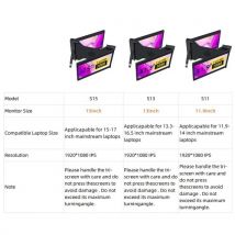 11.9 inch Portable Triple-screen Monitor Laptop Expansion Screen 1920*1080 Resolution Easy Installation for 11.9-14 inch Laptop