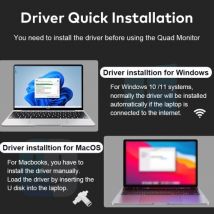 14 inches Laptop Expansion Screen 1080P FHD Portable Quad-screen Monitor Fordable & Rotatable Design Driver Quick Installation with 1 Cable for 3 Displays for Windows, MacOS for 13.6-17.3 inch Laptop