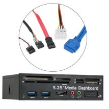 Multi-Function USB 3.0 Hub eSATA Port Internal Card Reader PC Dashboard Media Front Panel Audio for SD MS CF TF M2 MMC Memory Cards Fits 5.25" Bay