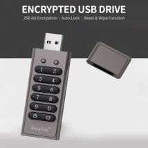 64GB 256-bit Encrypted USB Drive Password Secure Flash Drive USB3.0 U Disk Support Reset/Wipe/Auto Lock Function, Grey