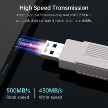 Lenovo SX5 Pro 512GB USB3.2 + Type-C U Disk Flash Driver High-speed Transmission Wide Compatible with PC Computer Vehicle Speaker Mobile Phone Andoird