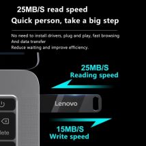 Lenovo SX110 USB 2.0 Flash Drives Portable Metal U-Disk for Laptops PC Universal 16G/32G Memory Drive for Data Storage and Backup Black