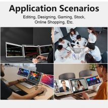 14 inches Laptop Expansion Screen FHD Portable Tri-screen Monitor with 1 Cable for 2 Displays for Windows, MacOS for 13.3-16.5 inch Laptop