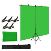 Andoer 5x7ft Solid Color Backdrop Photography Kit with 5x7ft T-Shaped Background Adjustable Stand 5 Spring Clamps
