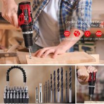 Cordless Drill Driver 20V Cordless Electric Drill Driver with 1pcs Li-Ion Batteries Speed Drill Driver 1H Fast Charger
