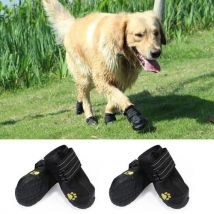 Dog Shoes Boots Waterproof Shoes for Dogs with Reflective Strap Rugged Anti-Slip Sole Pet Paw Protectors 4 PCS