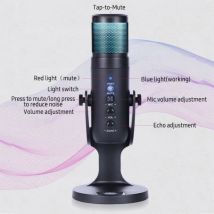 USB Condenser Microphone Tabletop Desktop RGB Microphone with Stand