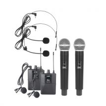 Wireless Microphone Professional UHF Wireless Mic System Handheld Dual Microphone with Receiver Wearable Transmitter Headworn and Lavalier Microphones