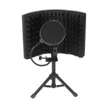 Microphone Isolation Screen with High-Density Absorbing Sponge 3-Panel Foldable Windshield Mini Wind Screen Board Sound Insulation Cover for Recording Studio Sound Absorbing Recording Equipment with Tripod Pop Filter Microphone Stand