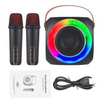 L2 Mini Karaoke Machine Wireless Microphone and Speaker Set with 2 Microphone LED Color Light