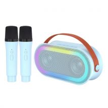 Mini Karaoke Machine with 2 Wireless Microphones Portable BT Speaker Gifts for Girls Boys Birthday Party Home KTV Set