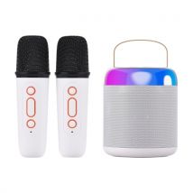 Portable Microphone & Sound Box Set Mini Karaoke Machine BT Speaker with 2 Microphones