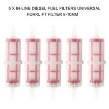 5 X In-line Diesel Fuel Filters Universal Forklift Filter 8-10mm