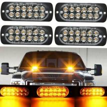 4PCS 12 Strobe LED Amber Hazard Beacon Emergency Flashing Side Marker Light