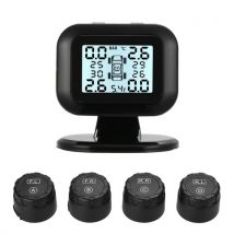 TPMS Tire Pressure Monitoring System Wireless Real-time  LCD Display 4 External Sensors Alarm Function