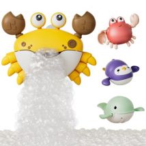 Tumama Baby Bath Toys Cute Cartoon Singing Crab Blowing Bubbles with 3 Floating Whale Penguin Crab No Battery Wind Up Toys