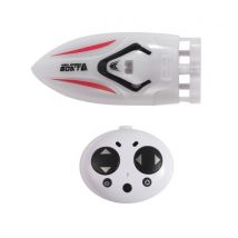2.4GHz Mini Stunt Speedboat Remote Control Boat for Pools and Bathtubs with LED Lights Rechargeable Airship Toy
