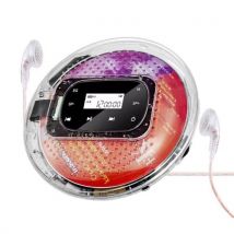 YR-90 Portable CD Player with 3.5mm Wired Headphones Small Music Player Support TF Card Digital Display Touch Button