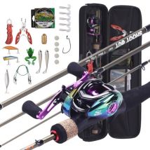 lizard 1.98m Portable Fishing Rod + Baitcasting Reel Fishing Wheel Hard Soft Lure Line Fishing Tackle Bag Set