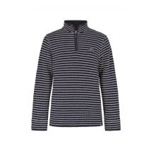 Weird Fish Shorling 1/4 Zip Stripe Eco Macaroni Frost Grey Size 4XL