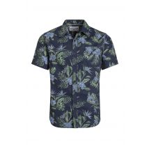 Weird Fish Faraway Organic Cotton Printed Shirt Navy Size L