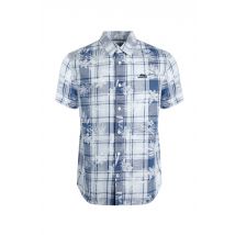 Weird Fish Nasser Vintage Wash Short Sleeve Check Shirt  Light Denim Size XL