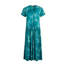 Weird Fish Naffisa Eco Viscose Printed Tea Dress Lagoon Blue Size 14