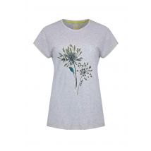 Weird Fish Seedheads Front Print T-Shirt Pearl Grey Marl Size 16