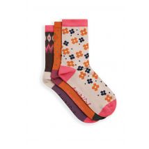 Weird Fish Parade Patterned Socks 3 Pack Brick Orange Size 4-7