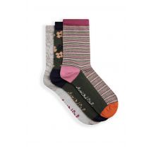 Weird Fish Parade Patterned Socks 3 Pack Olive Green Size 4-7